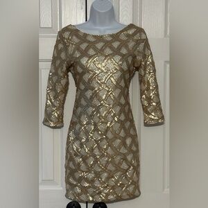 As U Wish Gold Sequin Mini Dress Size Small